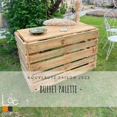 Encore une nouveauté location dans la rubrique mobilier : le buffet palette. Idéal pour vos cocktails en extérieur sur le thème champêtre. Le buffet est pliant pour faciliter le transport.